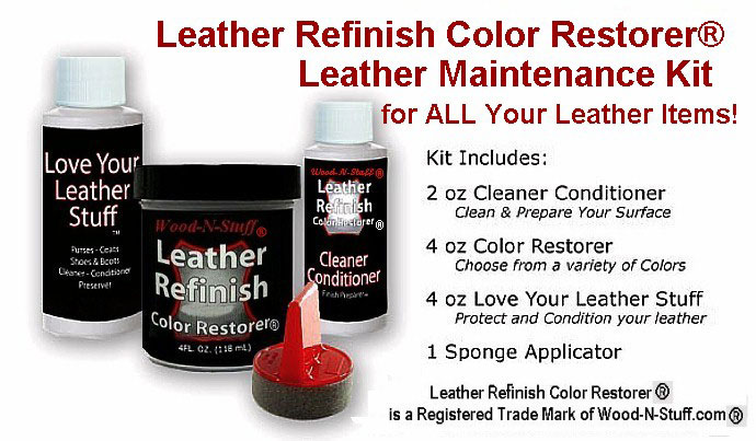 Furniture Leather Max Refinish and Restorer Kit / 4 Oz Restorer / 2 Oz  Conditioner / 1 Sponge (Leather Repair) (Vinyl Repair) (Sand) 